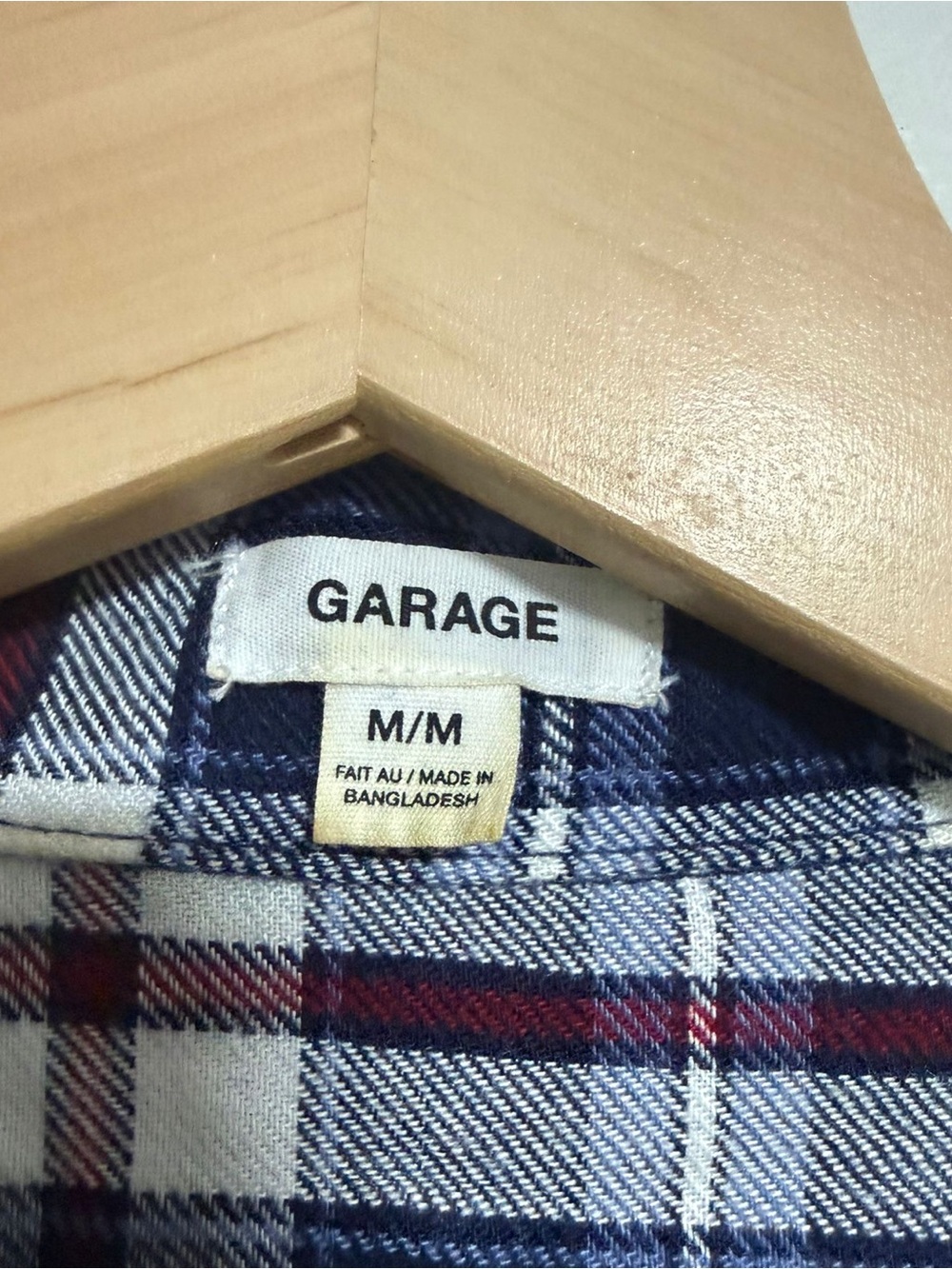 Garage Plaid Cropped Button-Up Shirt | Navy Blue Burgundy | Medium - Picture 8 of 10